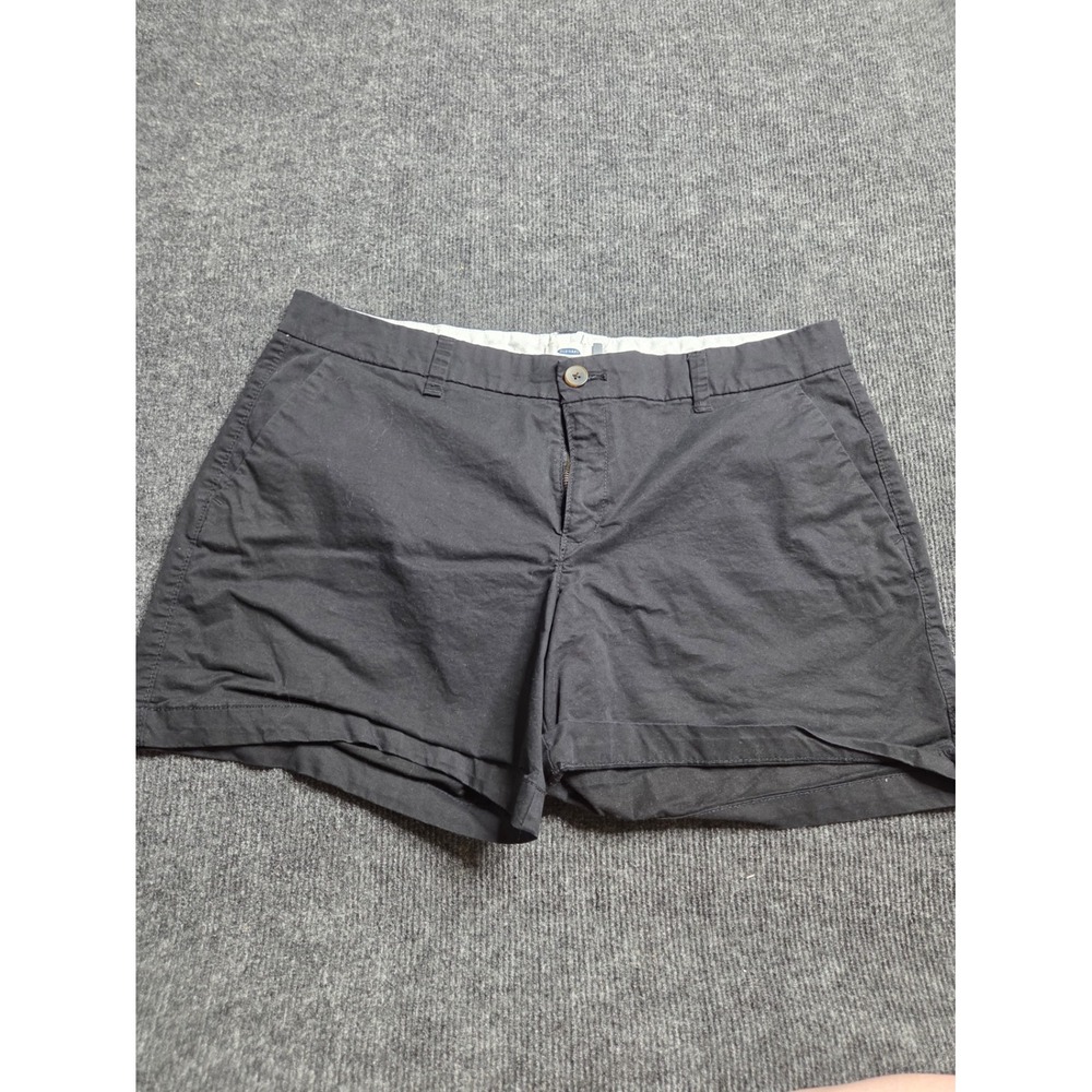 Old Navy Everyday Shorts Womens 12 Black Chino‎ Mid Rise Cuffed Cotton 4 Inseam